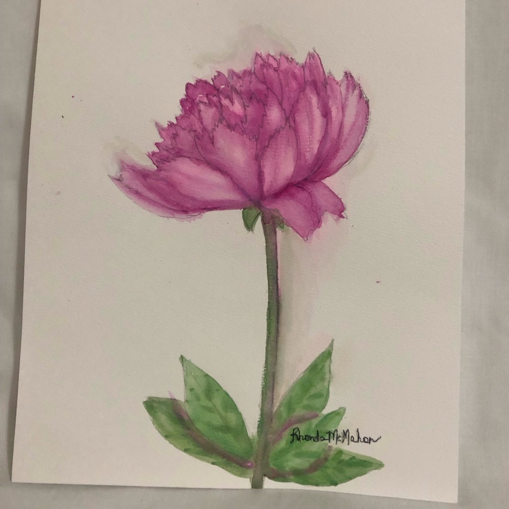 Original Peony Watercolor Painting - Picture 3 of 4